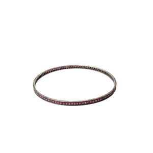 Designer Womens Oxidized 800 Silver Ruby Bangle 2.6" 8g